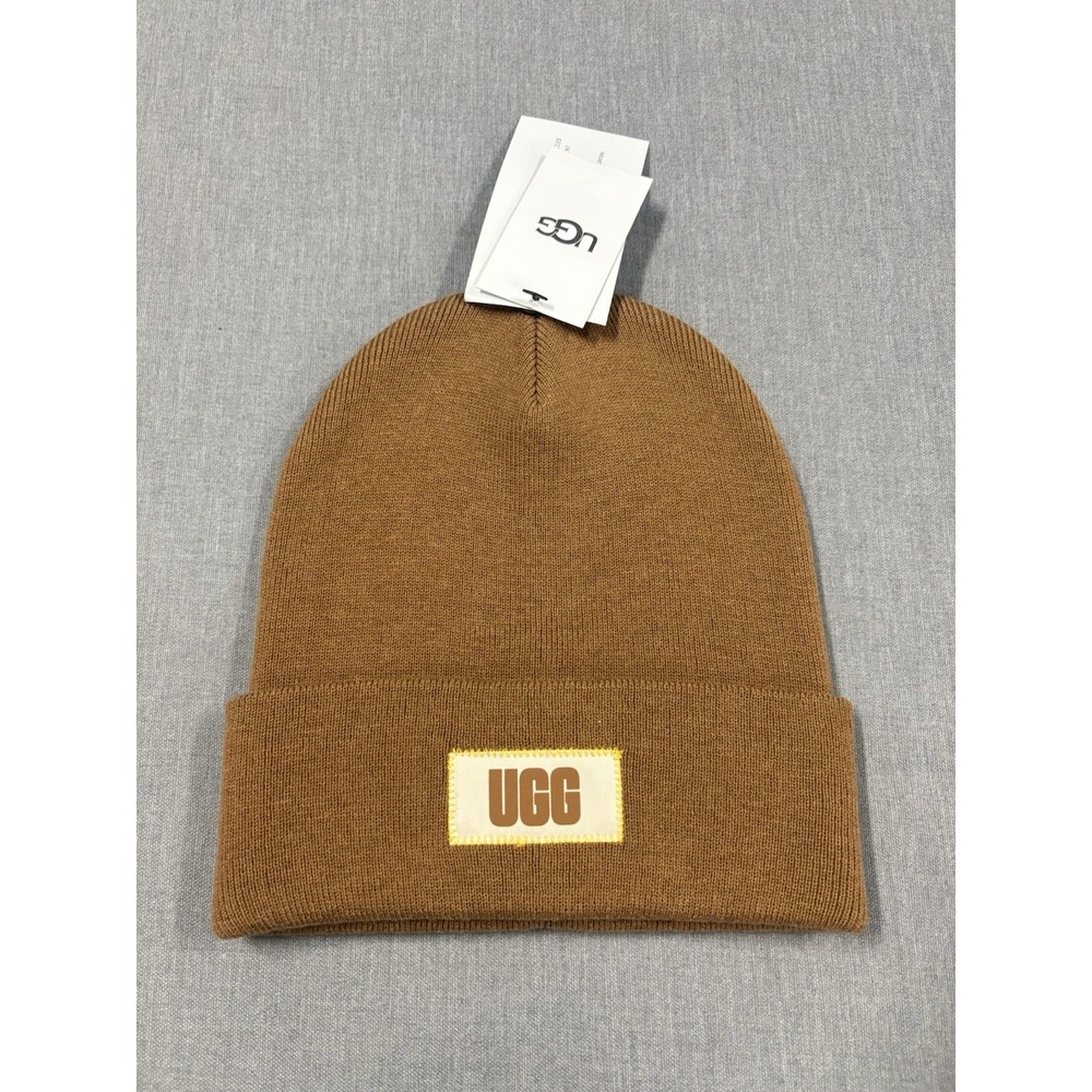 NWT UGG High Crown Beanie One Size Chestnut II Brown Knit Cuffed Acrylic Wool